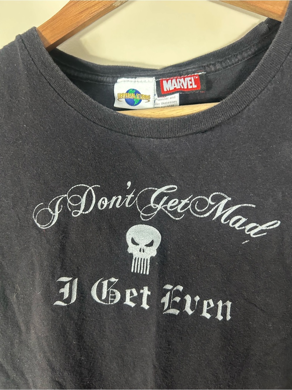 Marvel Universal Studios The Punisher I Don’t Get Mad I Get Even Baby Tee L - Picture 8 of 10